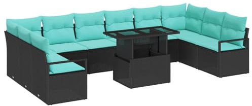 vidaXL Gartensofa-Set 11 STK. 10-Sitzanzahl Schwarz und Blau