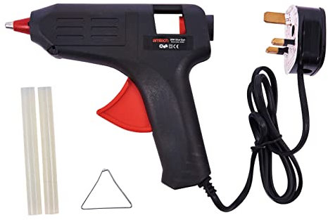 Amtech Hot Glue Gun for Home DIY and Crafting - Easy to Use with Precision Trigger Control, Quickly Heats up to 90C, Heavy Duty, Lightweight, 90cm Cord, Includes 2 x 11mm Glue Sticks (50W)