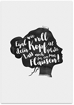 TypeStoff Kunstdruck, Poster mit Spruch – Voller Kopf - Typografie-Bild auf hochwertigem Karton - Plakat, Druck, Print, Wandbild - KD-00180-L