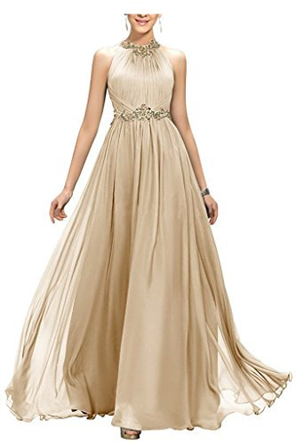 Beyonddress Robe de soirée longue avec ceinture dorée, champagne, 46