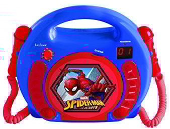 Lexibook, Spider-Man, Lecteur CD avec 2 microphones, Fonction de programmation, Prise écouteurs, Pour enfant, sur secteur ou Piles, rouge/noir, RCDK100SP