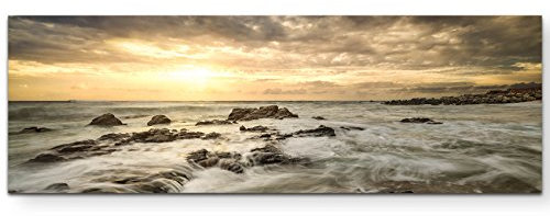 Paul Sinus Art Leinwandbilder | Bilder Leinwand 120x40cm das Meer bei Sonnenuntergang