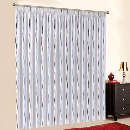 Sun World Gardinen nach Maß „Aqua“, Gardinen auf Maß, Vorhänge nach Maß, Kräuselband, Massanfertigung Gardine nach Maß, Vorhang nach Maß, Vorhang auf Maß (Petrol, 140cm Höhe x 250cm Breite)