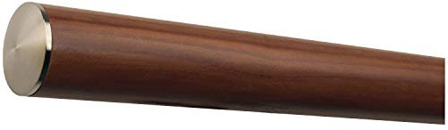 TIBU Ami Nussbaum Holz Handlauf Geländer 30-500 cm Wandhandlauf Wand Treppe ohne Halter, Länge: 1000 mm / 100 cm / 1,0 m und Enden: leicht gewölbte Edelstahlkappe
