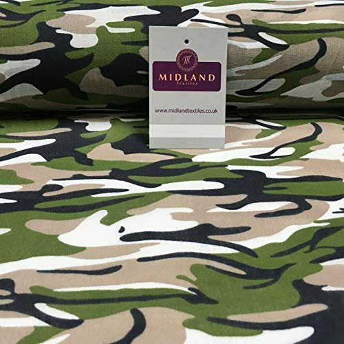 MS1352 Mtex Polycotton-Stoff, Tarnmuster, 110 cm breit, 1 m, Grün