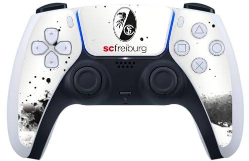 DeinDesign Skin kompatibel mit Sony PlayStation 5 Controller PS5 Folie Sticker SC Freiburg Skyline Logo