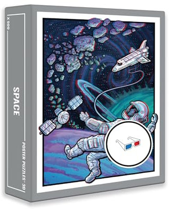 Cloudberries Space Puzzle, Cool 3D Space Jigsaw Puzzle, 500 Piece Solar System Jigsaw with an Astronaut, Space Shuttle and Planets, 3D Jigsaw Puzzles for Adults