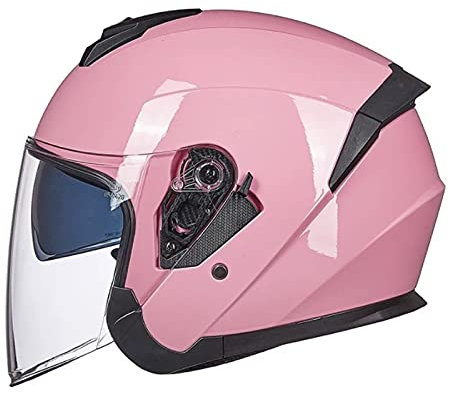 Moto Jet Open Face Demi Poilt Casque De Moto Dot/ECE Approuvé avec Double Pare-Soleil pour Adulte Hommes Femmes - Rose, M