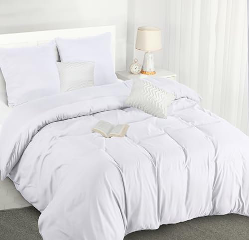 Utopia Bedding Bettwäsche Set - Mikrofaser Bettbezug 260x240 cm + 2 Kissenbezüge 65x65 cm - Weiß