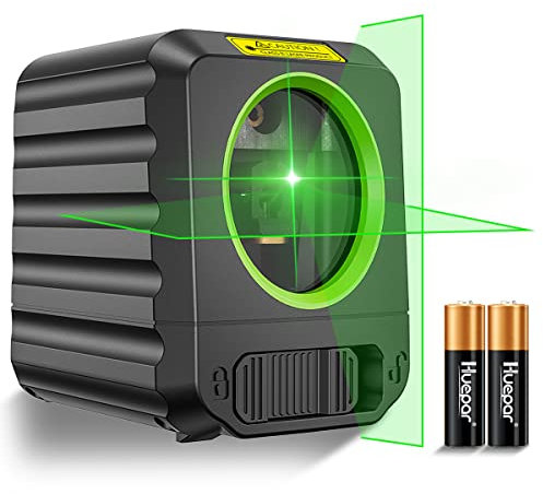 Livella Laser Autolivellante 25M, Huepar Livella Laser Autolivellante, Linea Laser Verde a Croce, Orizzontale e Verticale Laser, IP54 Batteria Inclusa-B011G
