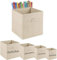 A406 3x Fabric Foldable Square storage unit Box Canvas Storage Collapsible Folding Box Cubes Box Toys box (Large-30x30x30cm, Beige)