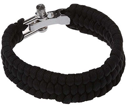 Gkhowiu 7 Strand di Sopravvivenza Militare Tessuto Bracciale Cord Buckle - Nero
