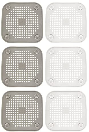3X Quadratische Abfluss Abdeckung für Duschrinne Haar Fänger Flacher Silikon Stopfen für und Küche Filter Duschrinnen Schutz Flacher Sieb Stopfen mit Saug NäPfen