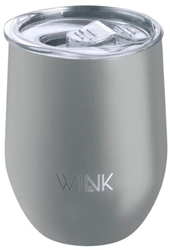 WINK Thermobecher 350ml aus Edelstahl – Auslaufsicher und BPA-frei – Isolierbecher für Kaffee, Tee und Kaltgetränke – Kaffeebecher To Go mit Deckel – Reisebecher für unterwegs - Grau