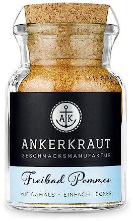 Ankerkraut Freibad Pommes, Gewürzmischung für knusprige Pommes Frites wie vom Freibad-Kiosk, Gewürzsalz, Perfekt für den Pommesgenuss zu Hause, 150 g im Korkenglas