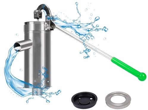 aleawol Bomba de mano de mano de acero inoxidable, manual de ahorro de energía, manivela de 10 m de profundidad para casa, jardín, patio, jardín