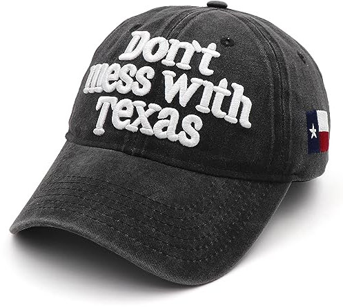 KOEP Don't Mess with Texas Flag Hats Washed Adjustable Baseball Cap Black, Schwarz, M