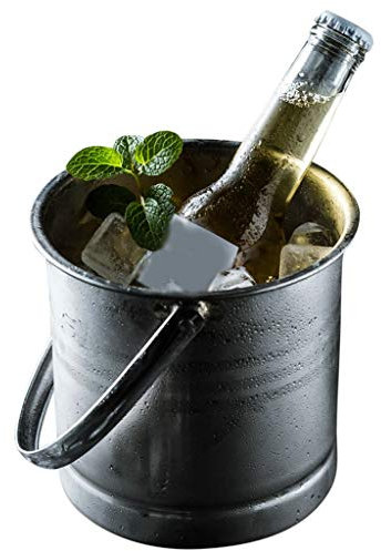 MOOWI Ice Bucket Stainless Steel Ice Bucket With Handle For Household Beverage Ice Bucket Bar Beer Cocktail Ice Bucket Garden Planting Watering Bucket Keeps Ice Cold & Dry
