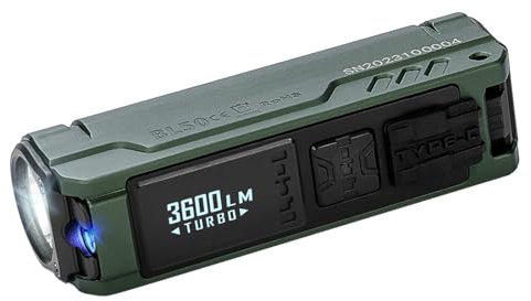 IMALENT BL50, 3600lm LED Mini Torcia Tattica Luce Bianca e UV raggio ultravioletto XHP50.3HI Display OLED, Torcia Ricarica Type-C, IP68 per Escursioni Campeggio Emergenza (Verde militare)