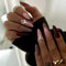 Angwis Lot de 24 faux ongles longs à coller sur les ongles à coller avec strass marron - Couverture complète - Pour la Saint-Valentin et les mariées