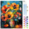QENSPE Peinture par Numéro Fleur Adulte, DIY Paint by Numbers Kit avec 3 Pinceaux et Peintures Acryliques, sans Cadre 40 x 50 cm, pour Décoration Murale Maison Cadeau - Fleur