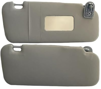 Viseras Parasol para Peugeot 207 Izquierda Derecha Set 2 Piezas sombrilla Gris 16126929BJ Espejo de Maquillaje Incluido Accesorio Interior Visera Solar Visera Solar para Coche