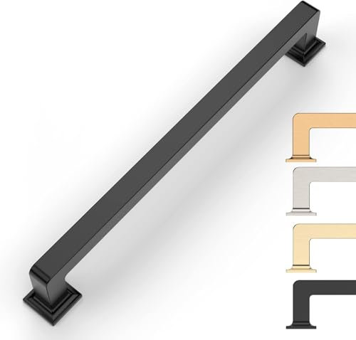 9BUILD 192MM Matte Black Cabinet Handles - 10 Pack - Zinc Alloy - Modern Style - Pull Handle