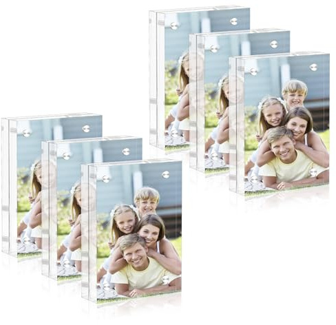 lalago 6× Klare Acrylbilderrahmen Tischbilderrahmen 6x9cm für Instax mini | Acryl Bilderrahmen Fotorahmen, Acryl Magnetische Bilderrahmen, Magnetischer Acrylblock, Desktop Rahmenlose Fotoanzeige
