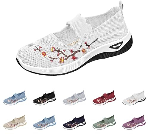 Sneakers Donna Bianche Scarpe Ortopediche Donna Sneakers Eleganti Slip On Eleganti Senza Lacci Scarpe Sportive Casual Trekking Jogging Mesh Basket Sport Outdoor Estive per Camminare Tennis
