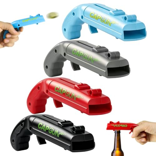 DRADERCH 4 Piezas Abridor de Botellas Lanzador, Destapador de Cerveza | Divertido Abridor de Botellas, Regalo de cerveza Hombre, Gadget Fiesta Juego de Beber. Tira Chapas para Bar y Casa