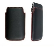 Logotrans Leder Etui für Apple iPhone 2G/3G/3GS schwarz/rot