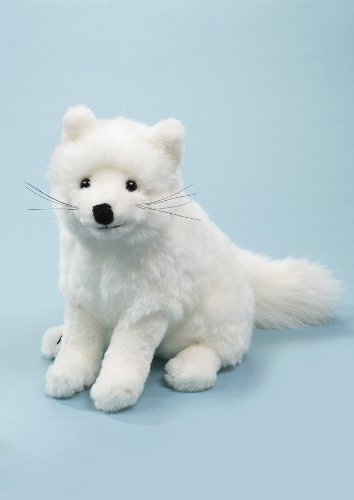 Polarfuchs 25 cm hoch. sitzend weißer Softplüsch. schwarze Augen u.