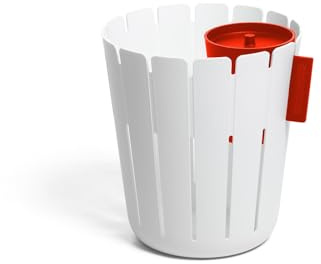 Konstantin Slawinski BasketBin Papierkorb, Weiß/Rot | Mehrfach prämiertes Design, Doppelbehälter-System für Mülltrennung: Büro, HomeOffice, Schulschreibtisch, Made in Germany