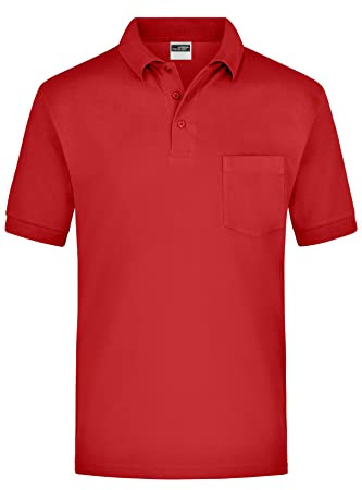 James & Nicholson Kurzarm Poloshirt mit Brusttasche - Klassisches Herrenpolo aus feiner Piqué-Qualität