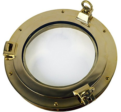 16” Solid Brass Heavy Porthole Window with 2.25 Deep Flange - Functional