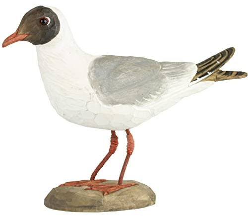 WILDLIFEGARDEN WG460 DecoBird Lachmöwe - Handgeschnitzter Dekorative Vogel aus Holz - Große Europäische Vögel