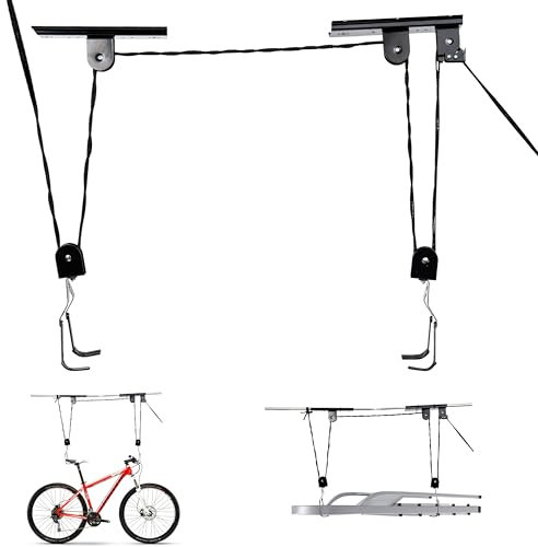 Bike Bicycle Garage Storage Lift Bike Rack Hoist 20kg Capacity Heavy Duty Hanger
