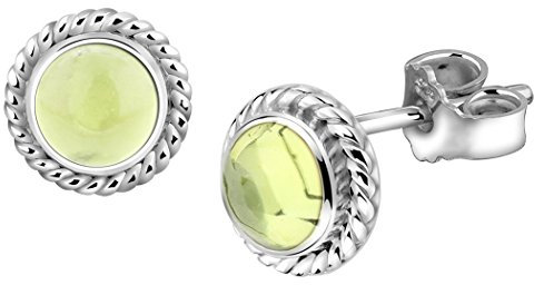 Nenalina Ohrstecker 925 Silber Damen Ohrringe rund mit Geburtsstein Peridot hellgrün für Frauen und Mädchen