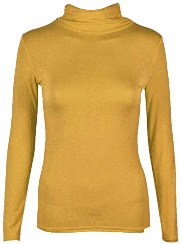 janisramone® Women's Long Sleeve Turtleneck Polo Shirts, Size 8-26, Mustard