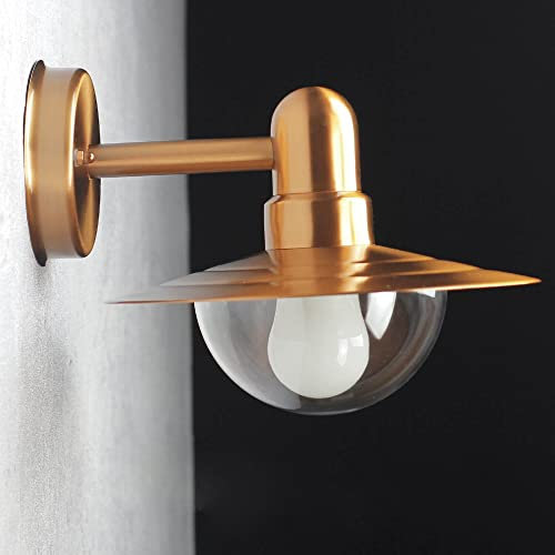 Licht-Erlebnisse Außenwandleuchte Metall in Kupfer IP44 E27 Rustikal Wandlampe Außenleuchte Garten Haus