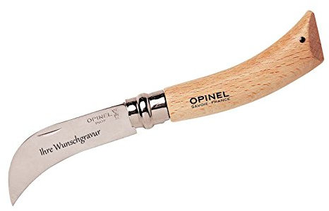 Opinel-Gärtnermesser, rostfrei, Buchenholz, mit Wunschgravur auf der Klinge
