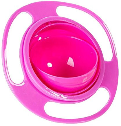 FORUMALL Non Spill Feeding Toddler Gyro Bowl 360 Rotating Kids Avoid Food Spilling (Pink)…