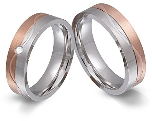 Juwelier Schönschmied Partnerringe Eheringe Freundschaftsringe - inkl. WUNSCHGRAVUR - Edelstahl Zirkonia 157HD - mit AMAZON KONFIGURATOR direkt online gestalten !