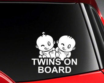myrockshirt® Aufkleber Twins on Board Zwillinge Typ4 17 cm Autoaufkleber Auto Sticker Lack Heckscheibe Baby Bord aus Hoc