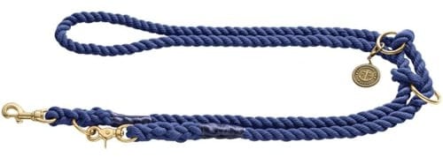 HUNTER LIST Verstellbare Führleine, Seil, Messing-Karabiner, maritim, 0, 8 x 200 cm, dunkelblau