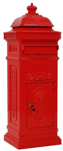 vidaXL Standbriefkasten Aluminium Vintage Rostfrei Rot Briefkasten Postkasten