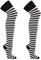 krautwear® Damen Gestreifte Overknees Strümpfe 2 Paar Ringelstrümpfe Karneval Fasching OEKO-TEX Standard 100 (2x schwarz/weiss)
