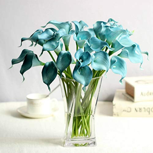 Gshy Kunstblumen Arum Lilien Calla, fühlt sich echt an, für Blumensträuße, Hochzeit, Haus, Hotel, Garten, Stoff, 4 Stück (Koralle)
