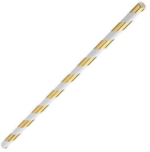 Utopia Paper Straws 8 Gold & White, F94045, Pack of 250