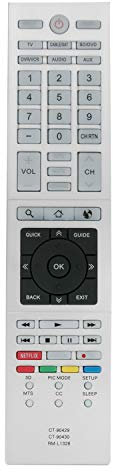 VINABTY CT-90429 C90430 RM-L1328 Fernbedienung passend für Toshiba 40L6363DG 50L4363DG 40L7363DN 40L7365DB 40L7365DN 40L7363D 40L7363DG mit NETFLIX